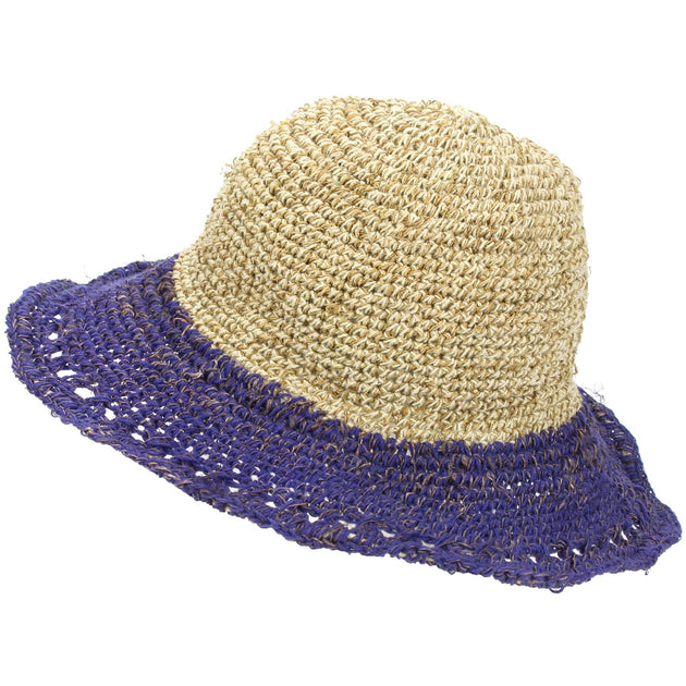 Two Tone Hemp & Cotton Sun Hat - Blue