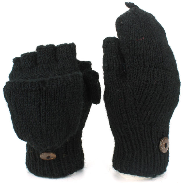 Black Wool Fingerless Gloves – Townsends