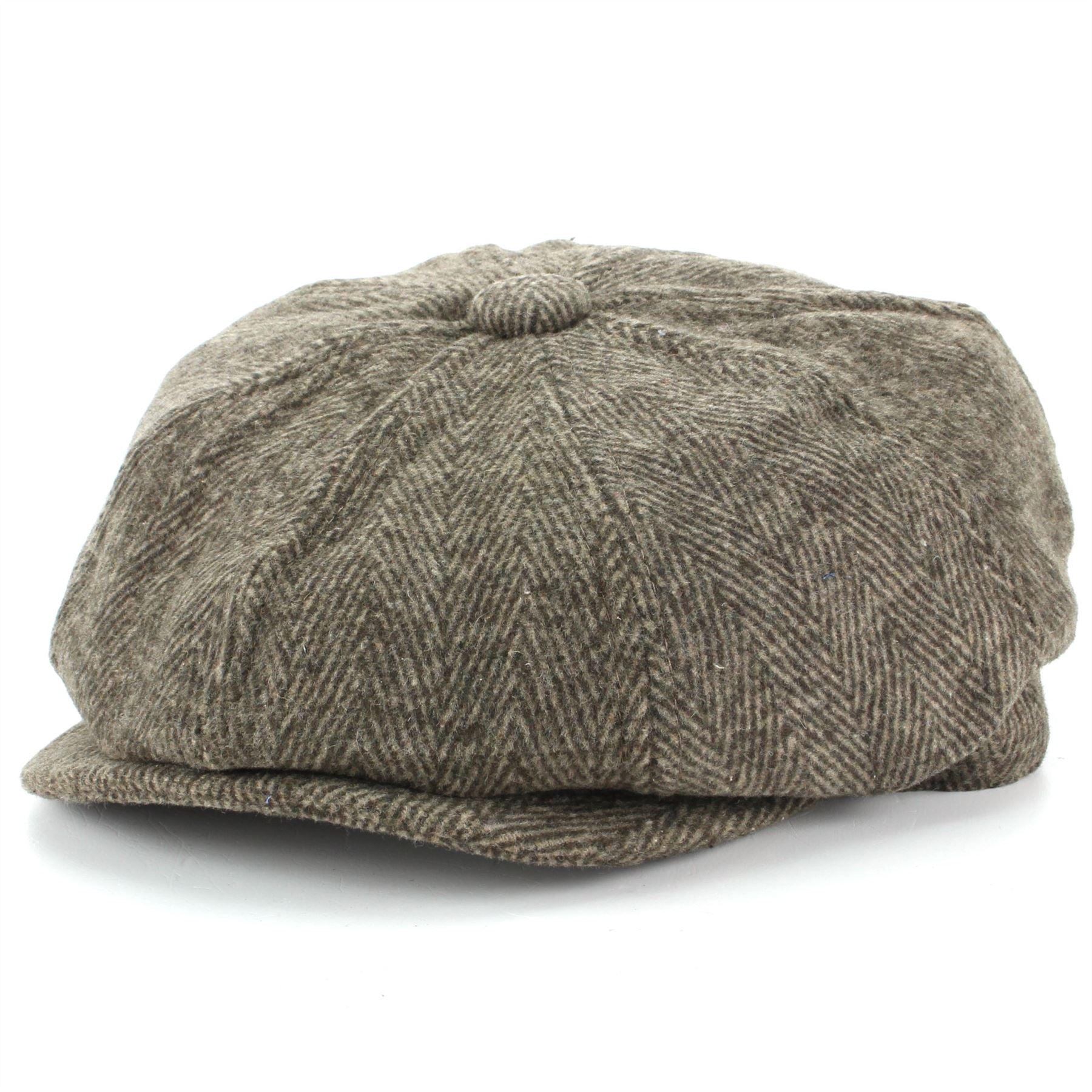 Wool Tweed Gatsby Newsboy 8 Panel Flat Cap Hat Brown LoudElephant