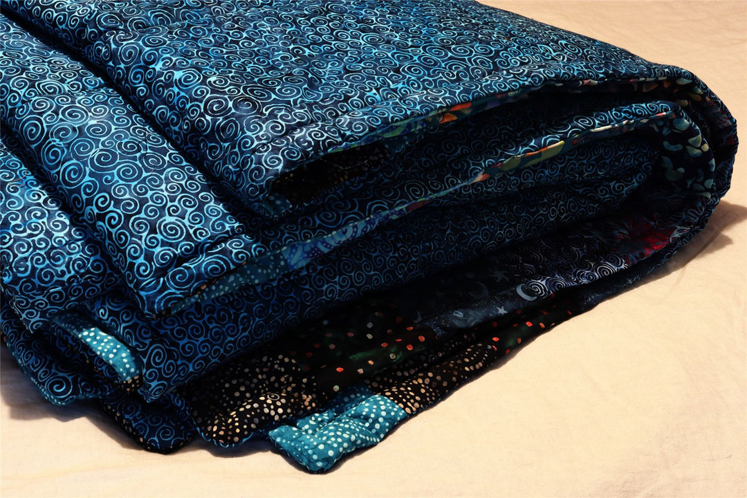 Handmade Quilted Patchwork Batik Printed Bedspread - Midnight