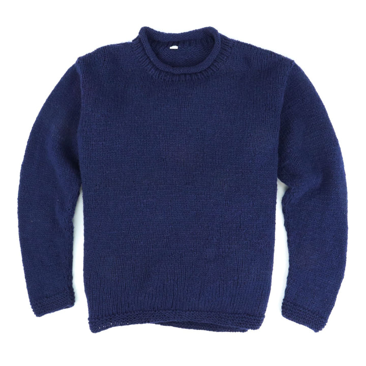 Hand Knitted Wool Jumper - Plain Navy