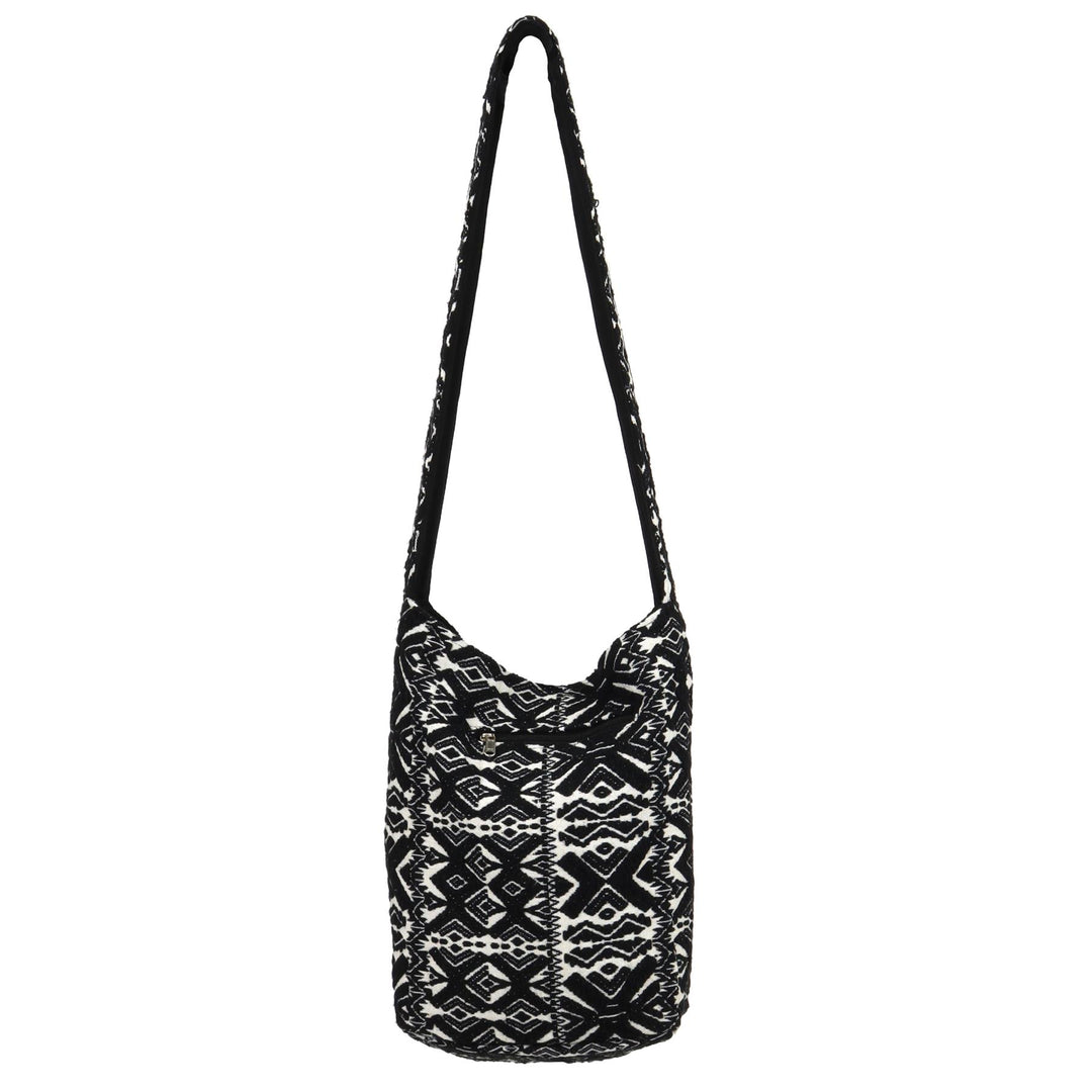 Cotton Canvas Sling Shoulder Bag - Black X