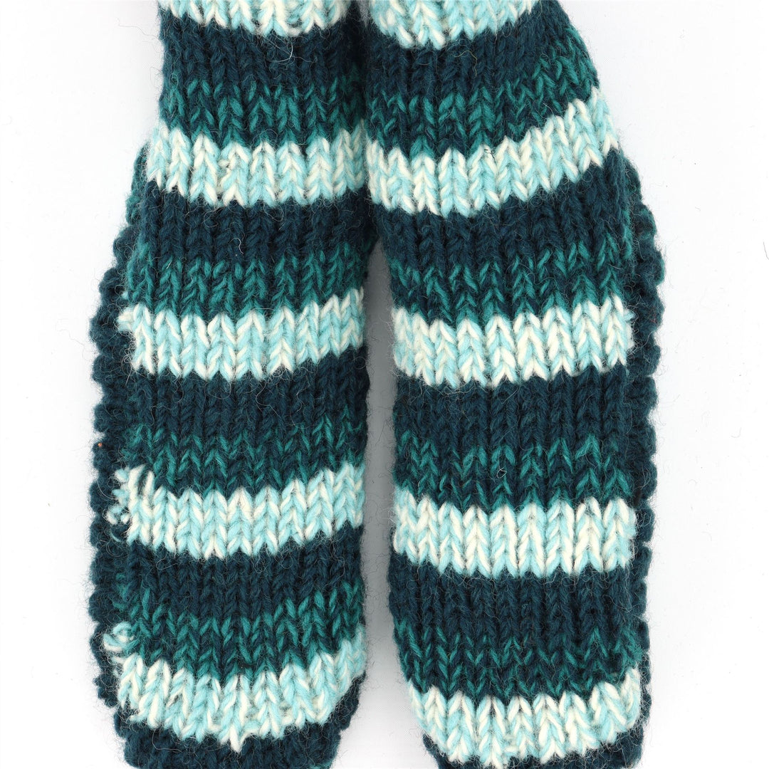 Hand Knitted Wool Slipper Socks - SD Teal