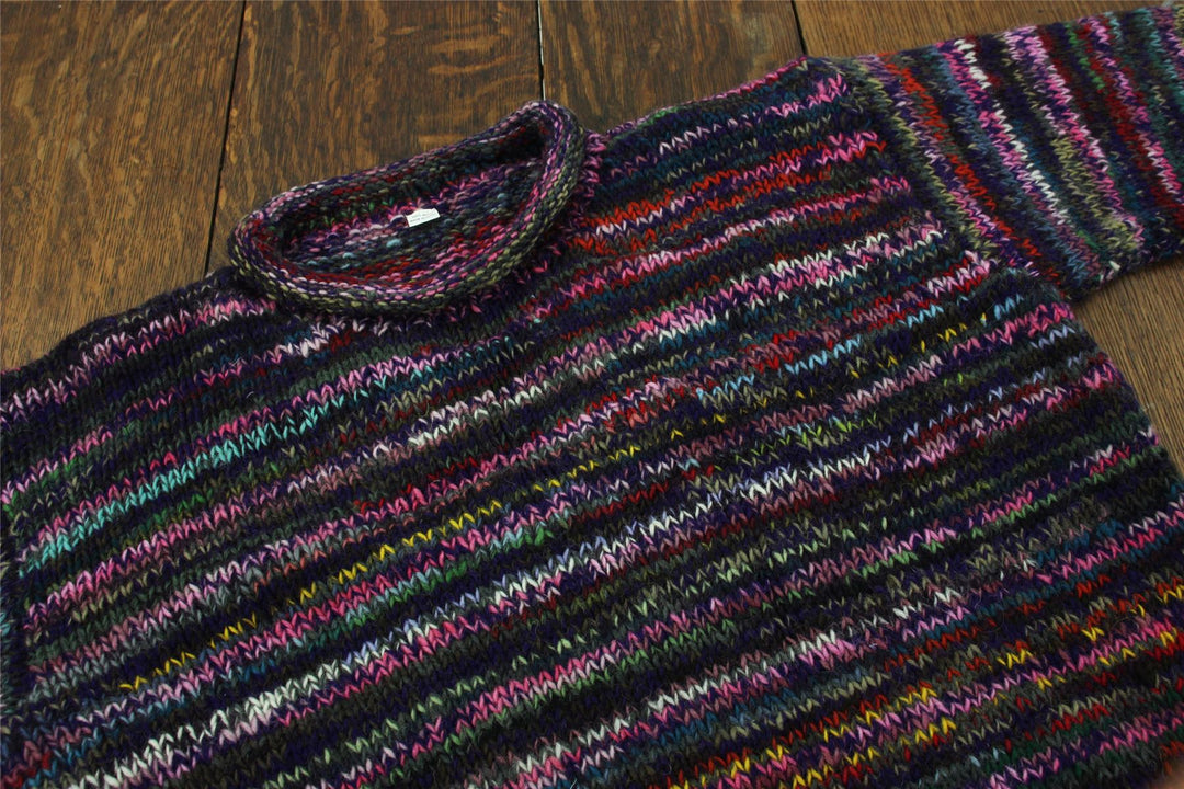 Chunky Wool Knit Jumper Space Dye - SD Purple Mix