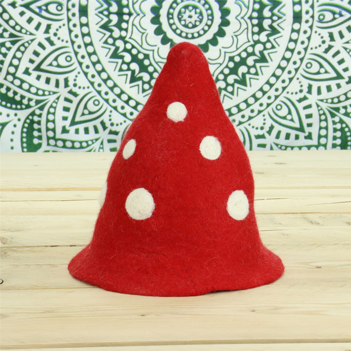 LoudElephant Handcrafted Wool Felt Hat from Nepal - Elf Red