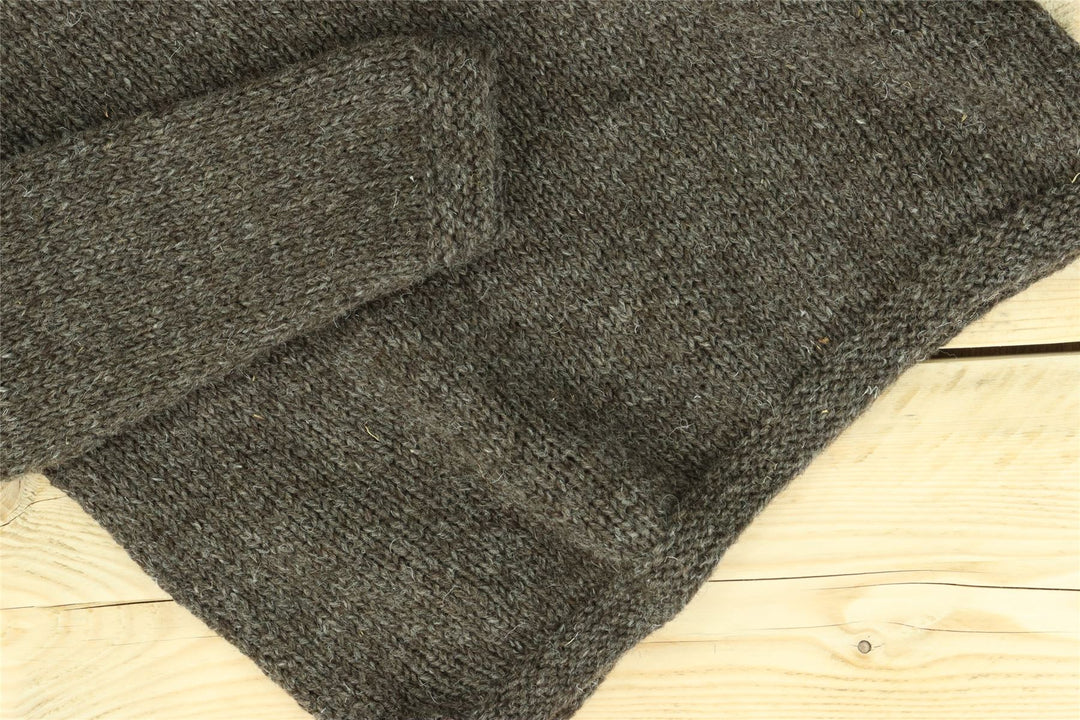 Hand Knitted Wool Jumper - Plain Mottled Brown