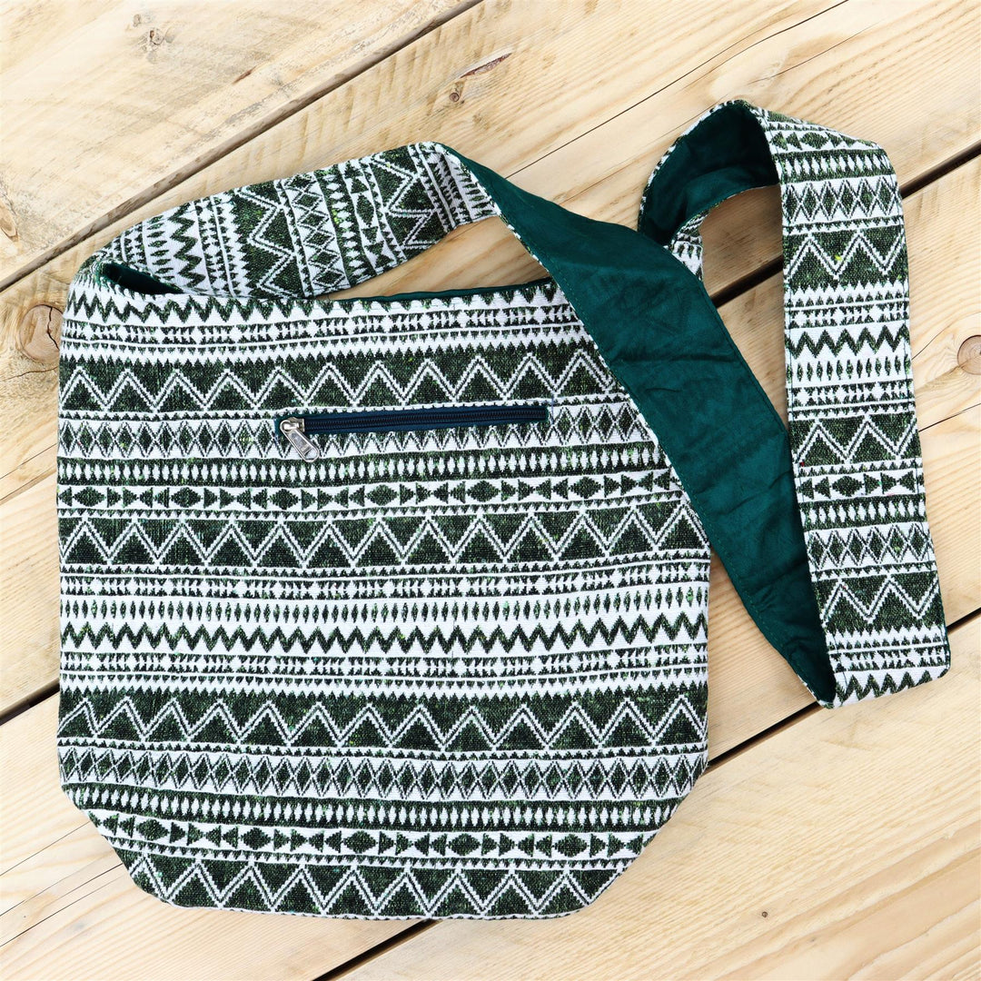 Cotton Canvas Sling Shoulder Bag - Green