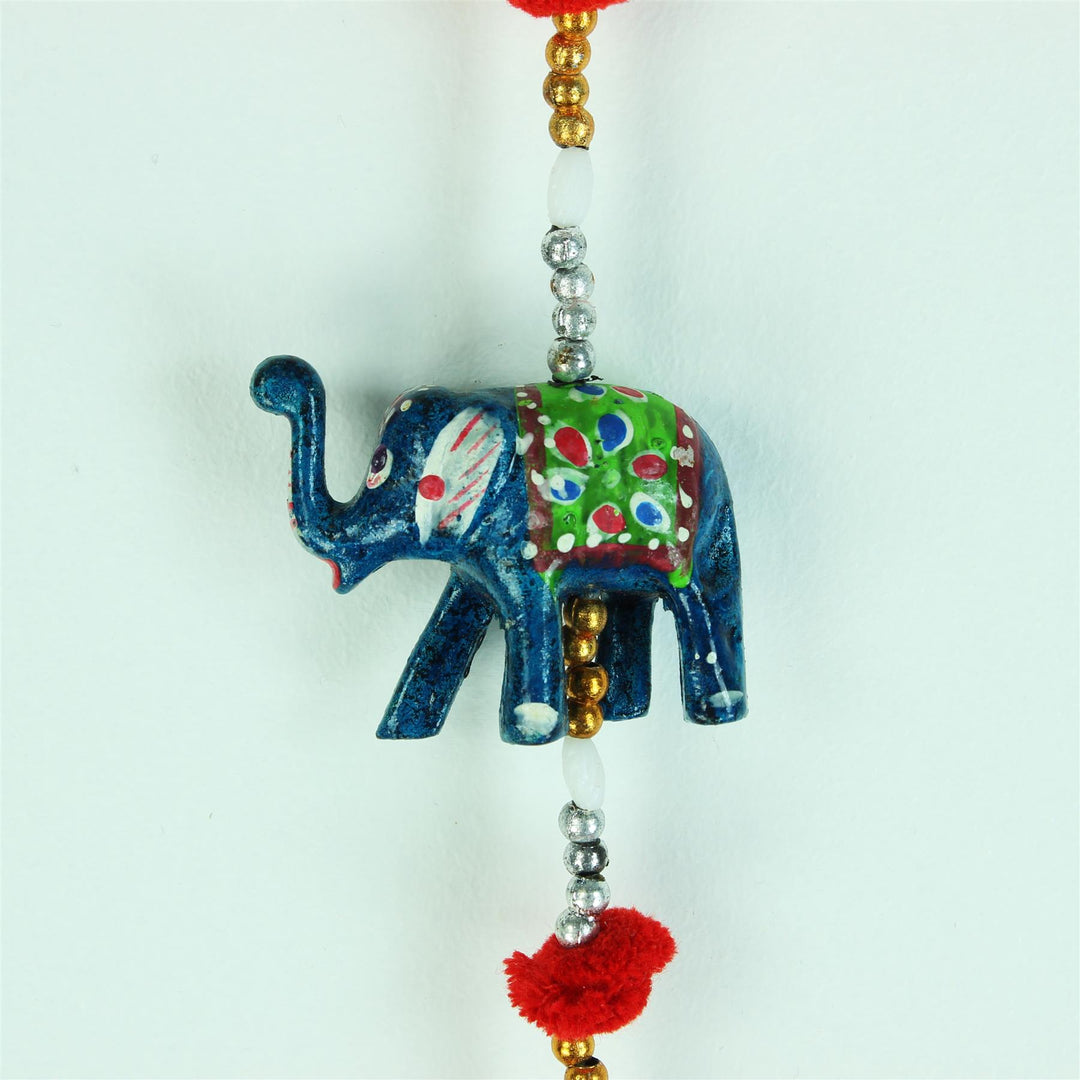 Handmade Rajasthani Strings Hanging Decorations - Ceramic Elephants Large