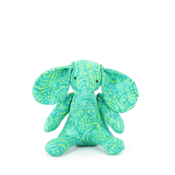 Batik Cotton Friendship Elephant - Green Dotty Spiral