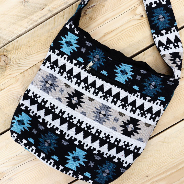 Cotton Canvas Sling Shoulder Bag - Aztec Grey