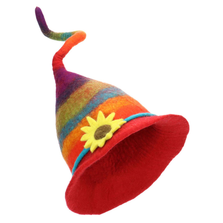 LoudElephant Handcrafted Wool Felt Hat from Nepal - Rainbow Flower