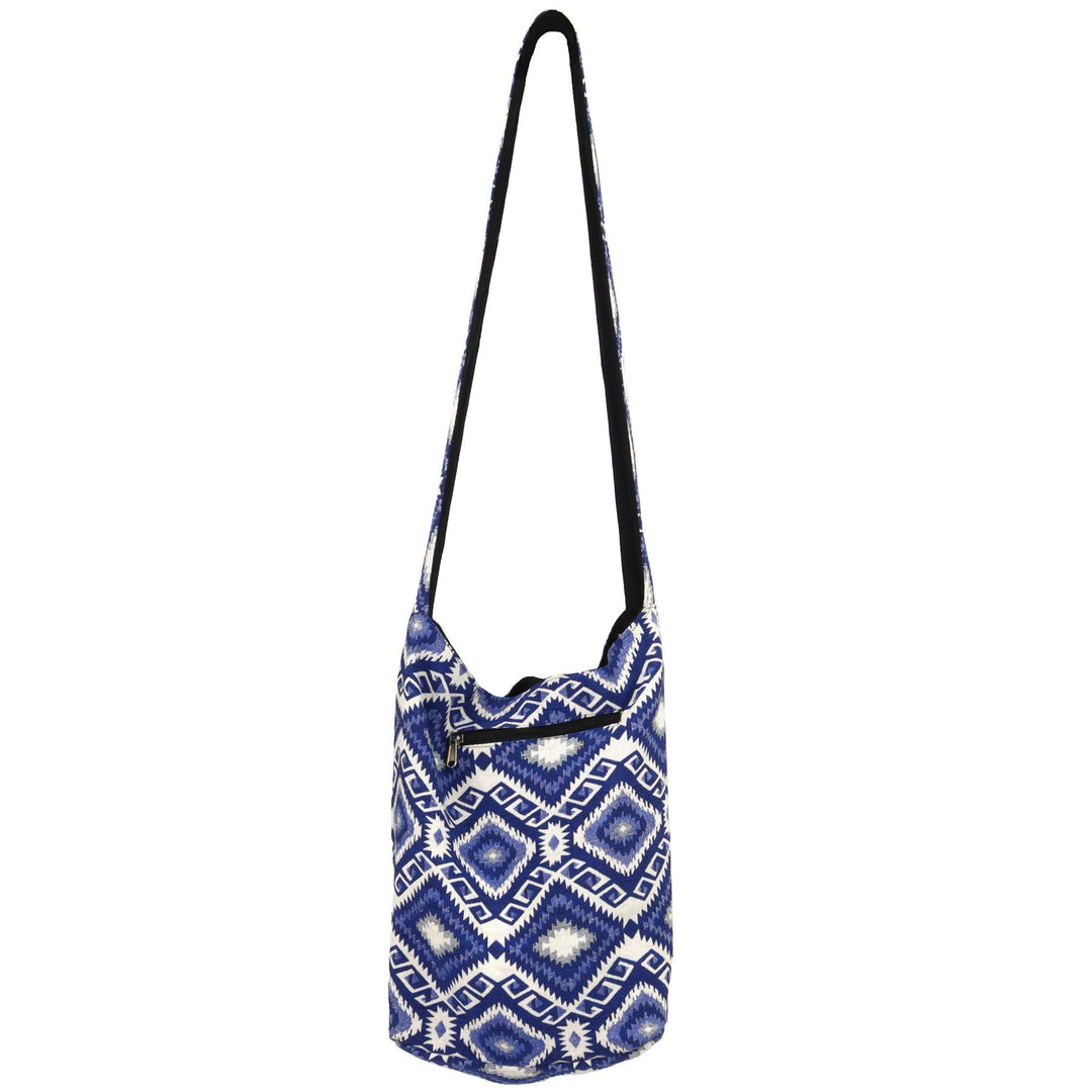 Cotton Canvas Sling Shoulder Bag - Blue Diamond