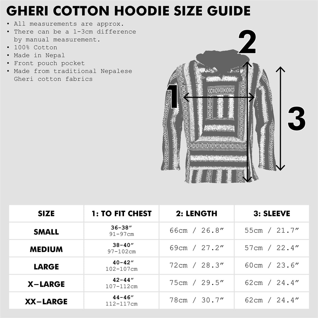 Woven Gheri Cotton Baja Hoodie - Black White