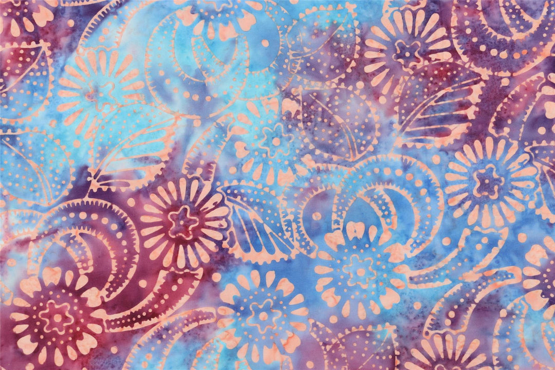 Handmade Batik Cotton Fabric on the Roll Cut To Order 118cm 46" Wide by 50cm Length - Print 004