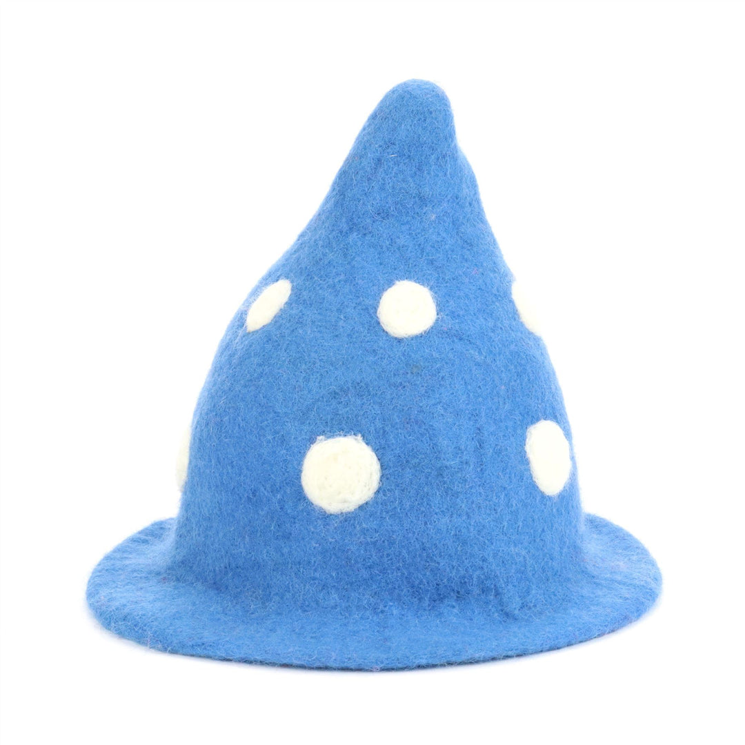 LoudElephant Handcrafted Wool Felt Hat from Nepal - Elf Denim Blue