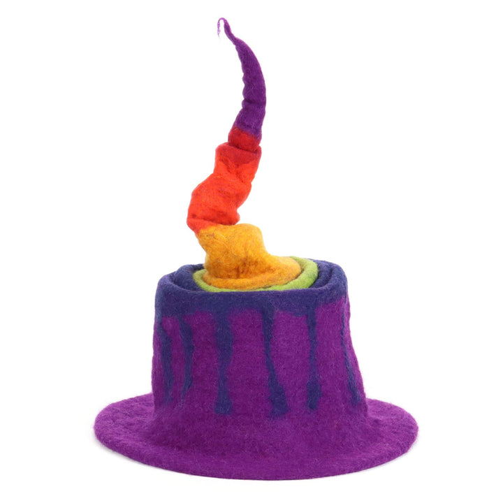 LoudElephant Handcrafted Wool Felt Hat from Nepal - Purple Stripe Rainbow