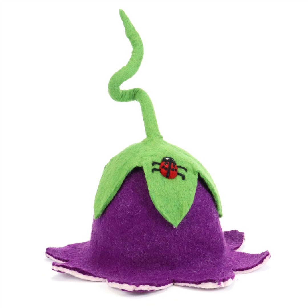 LoudElephant Handcrafted Wool Felt Hat from Nepal - Aubergine Ladybird