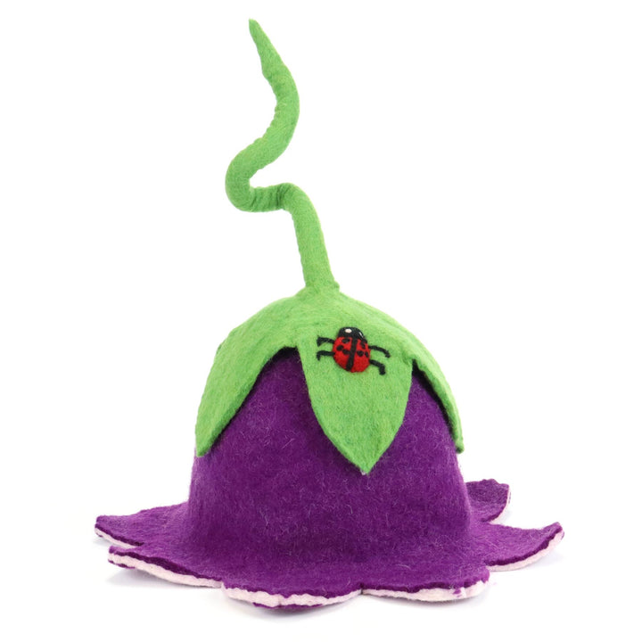 LoudElephant Handcrafted Wool Felt Hat from Nepal - Aubergine Ladybird