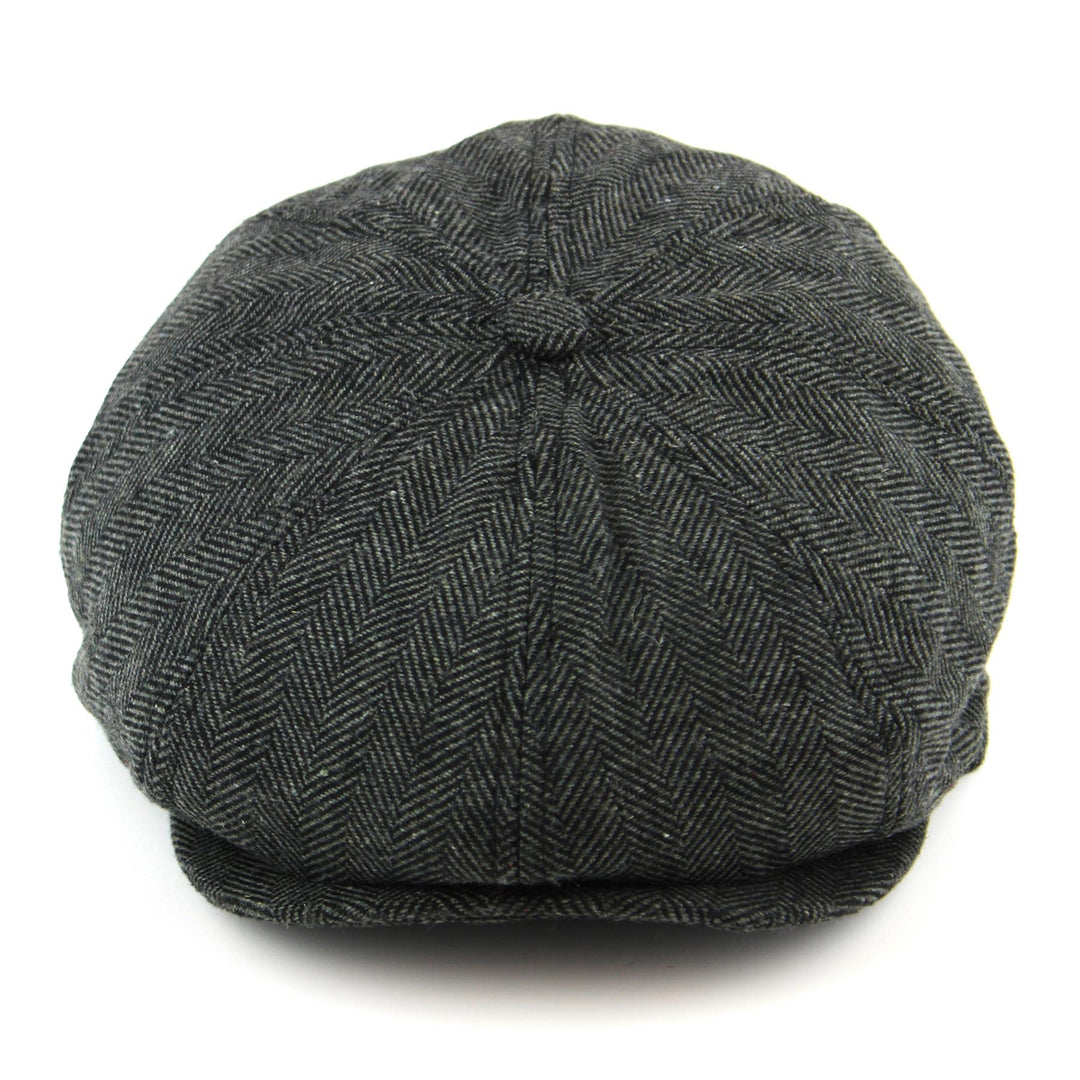 Herringbone Newsboy 8 panel Gatsby cap - Grey