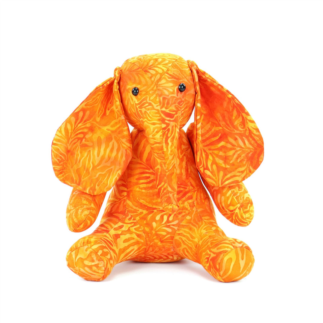 Batik Cotton Friendship Elephant - Orange Leaf