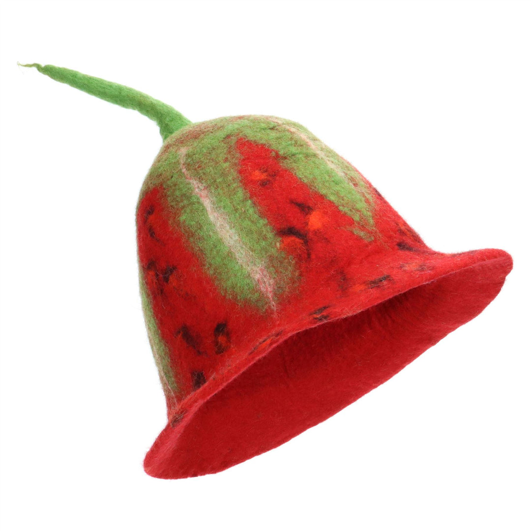 LoudElephant Handcrafted Wool Felt Hat from Nepal - Strawberry