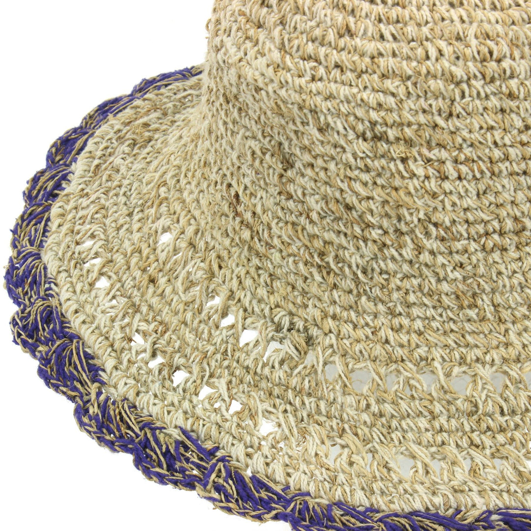 Hemp & Cotton Sun Hat - Purple Edge