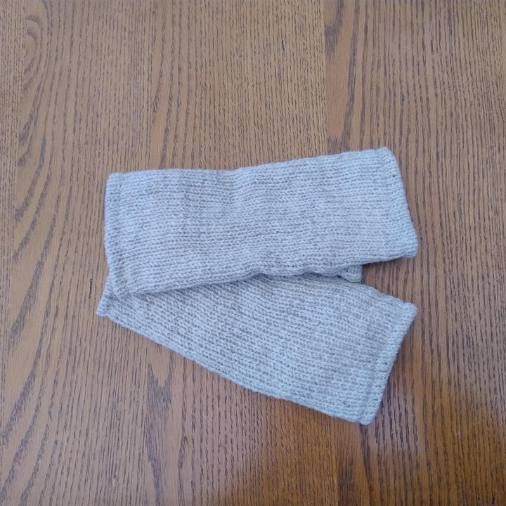 Wool Knit Fleece Lined  Wrist Warmers - Plain Cream