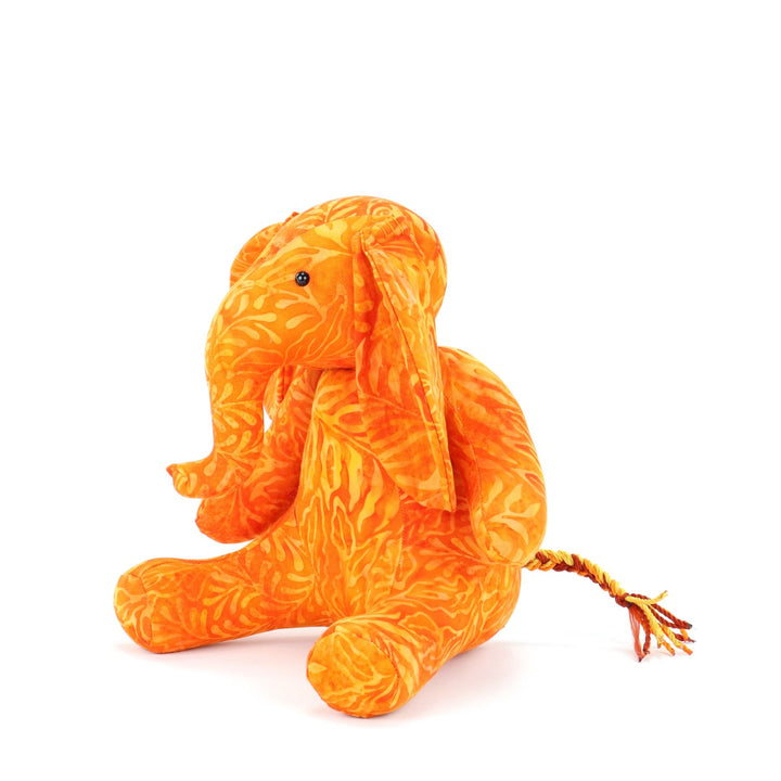 Batik Cotton Friendship Elephant - Orange Leaf