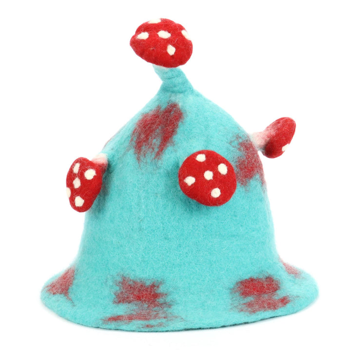 LoudElephant Handcrafted Wool Felt Hat from Nepal - Toadstool Turquoise