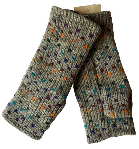 Wool Knit Fleece Lined  Wrist Warmers - Tik Tik Grey