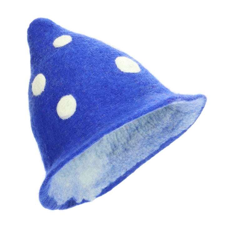 LoudElephant Handcrafted Wool Felt Hat from Nepal - Elf Royal Blue