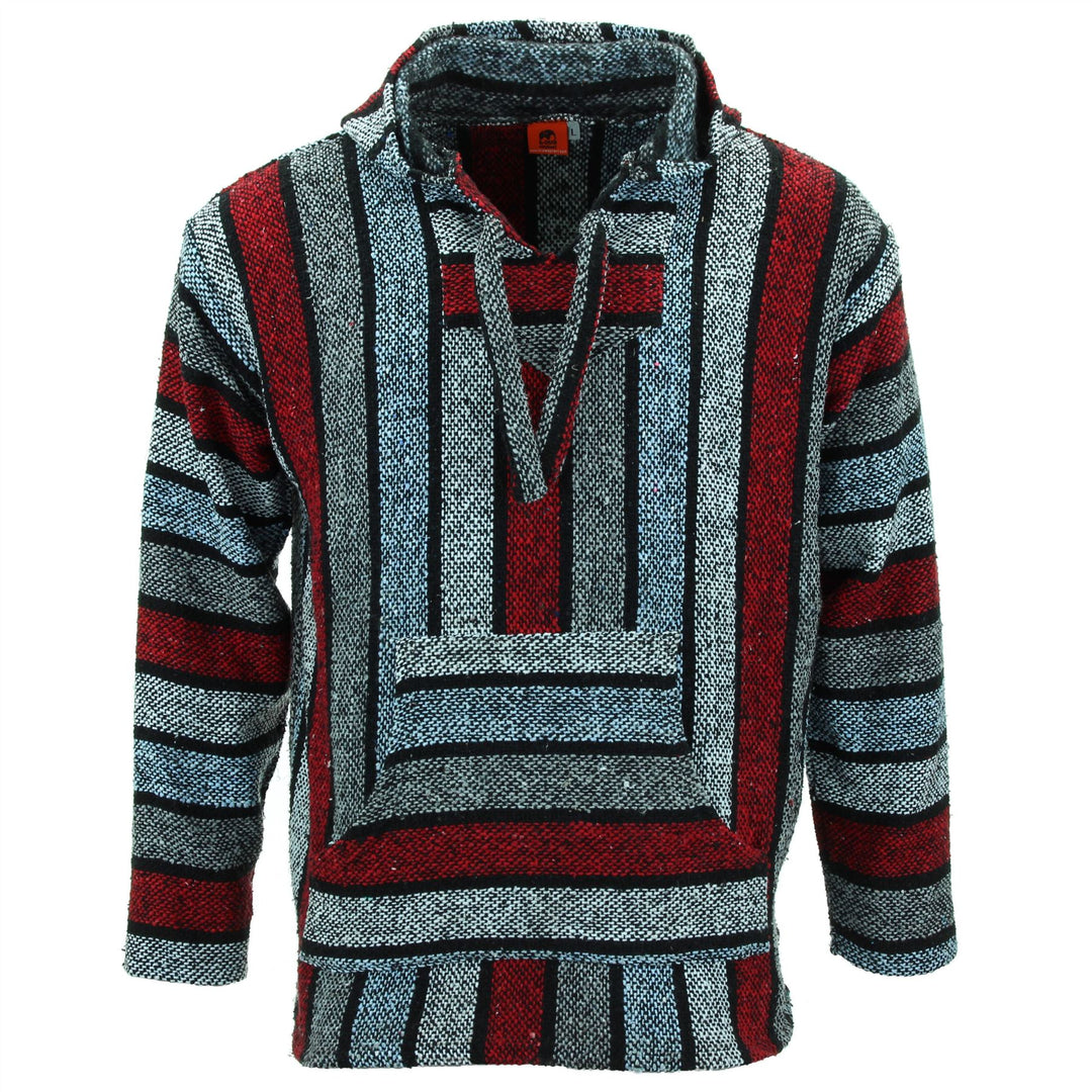 Recycled Mexican Baja Jerga Hoody - Red White Blue