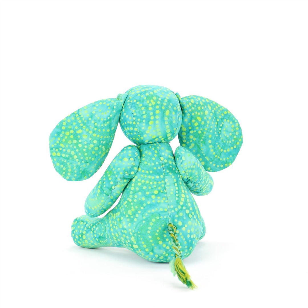 Batik Cotton Friendship Elephant - Green Dotty Spiral