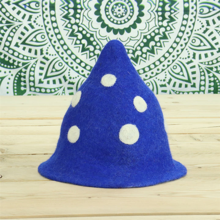 LoudElephant Handcrafted Wool Felt Hat from Nepal - Elf Royal Blue