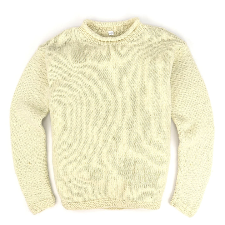 Hand Knitted Wool Jumper - Plain Cream