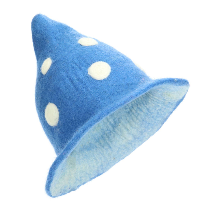 LoudElephant Handcrafted Wool Felt Hat from Nepal - Elf Denim Blue