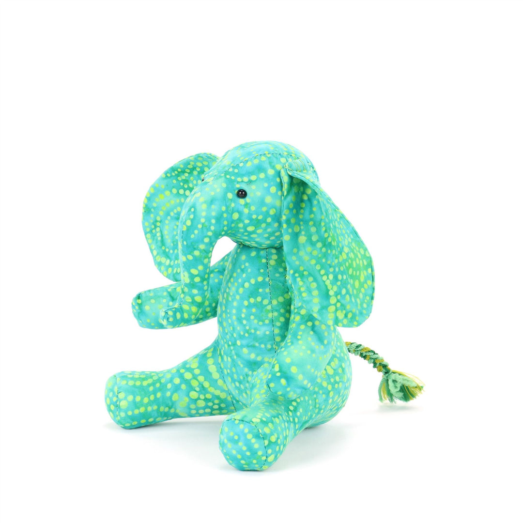 Batik Cotton Friendship Elephant - Green Dotty Spiral