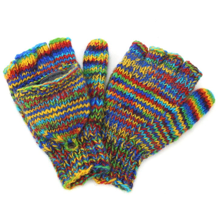 Hand Knitted Wool Shooter Gloves - SD Rainbow