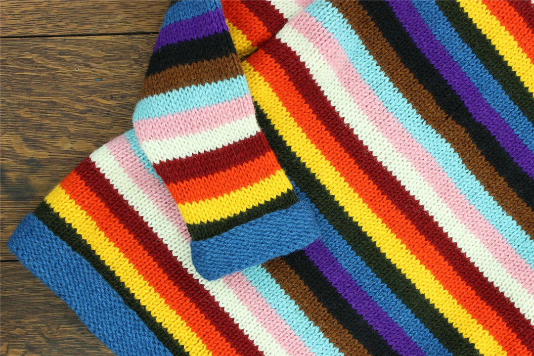 Hand Knitted Wool Jumper - Stripe Progress Rainbow