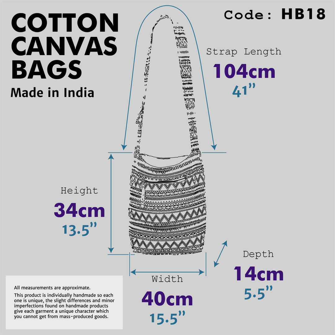 Cotton Canvas Sling Bag Double Pocket - Blue