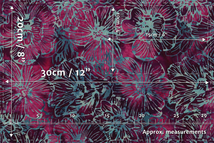 Handmade Batik Cotton Fabric on the Roll Cut To Order 118cm 46" Wide by 50cm Length - Print 012