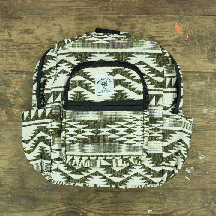 Himalayan Hemp Backpack - Green Aztec