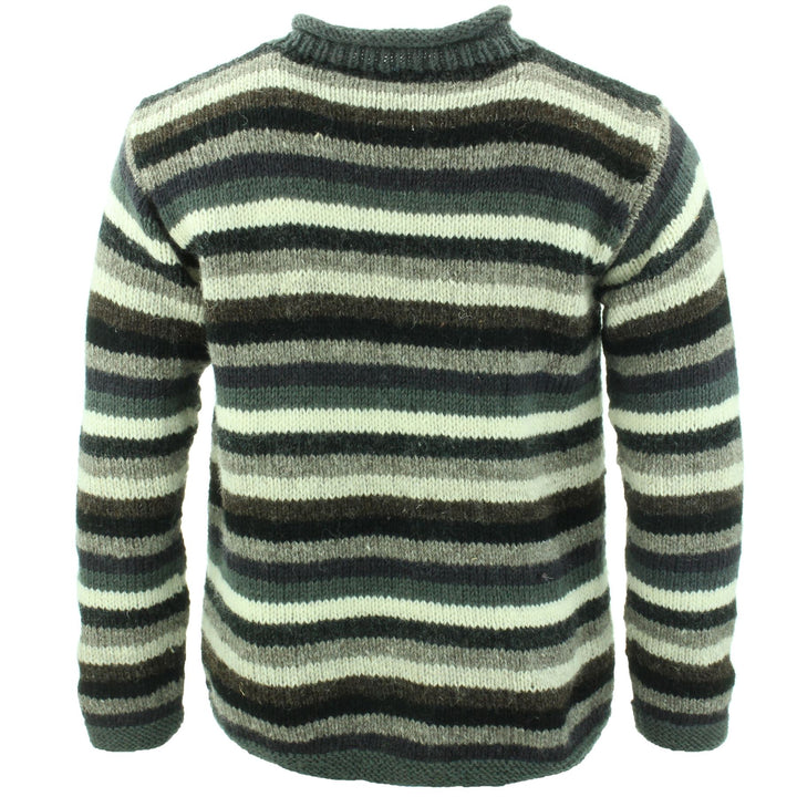 Chunky Wool Knit Jumper - Stripe Greys