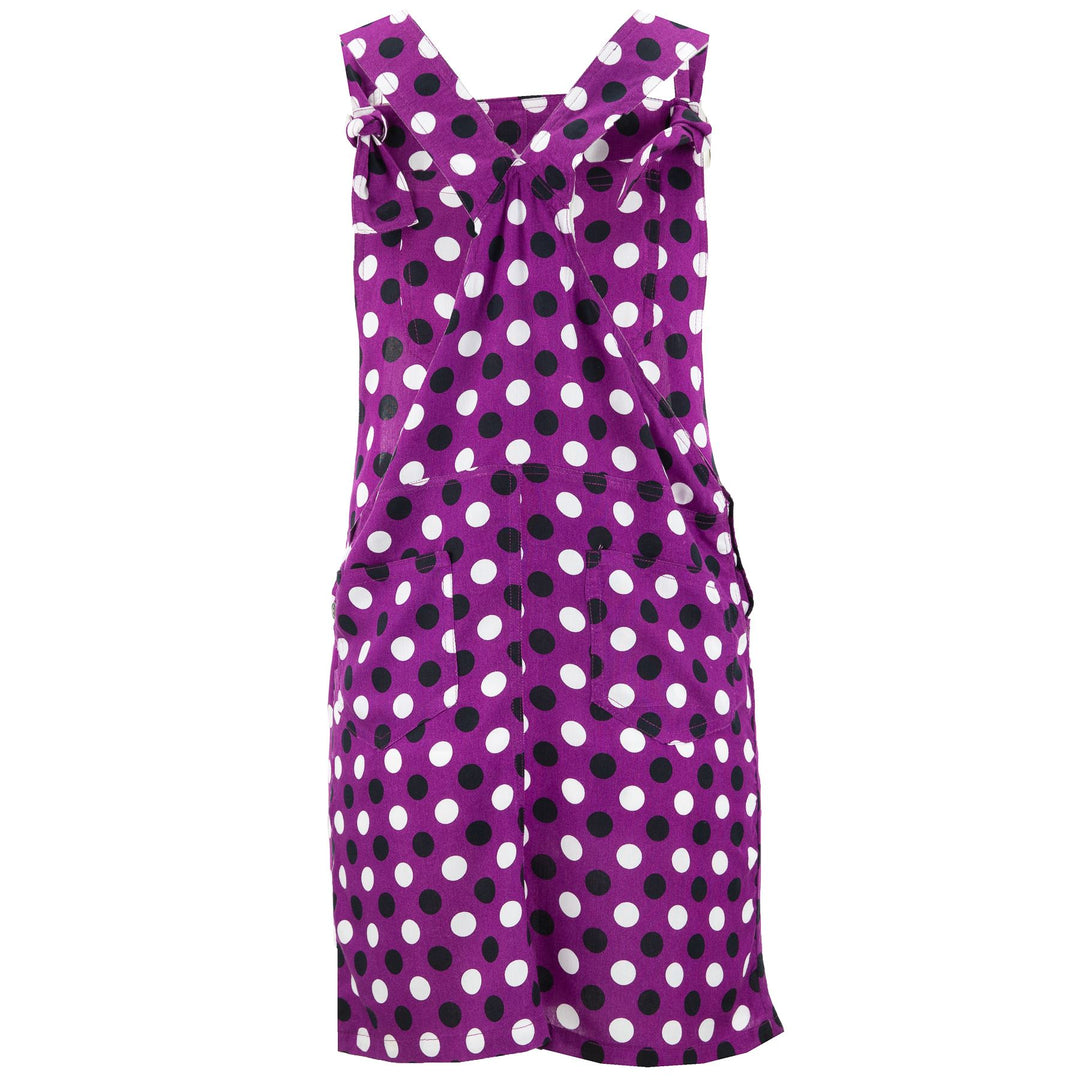 Chic Tea Shift Dungaree Dress - Polka Dots Violet