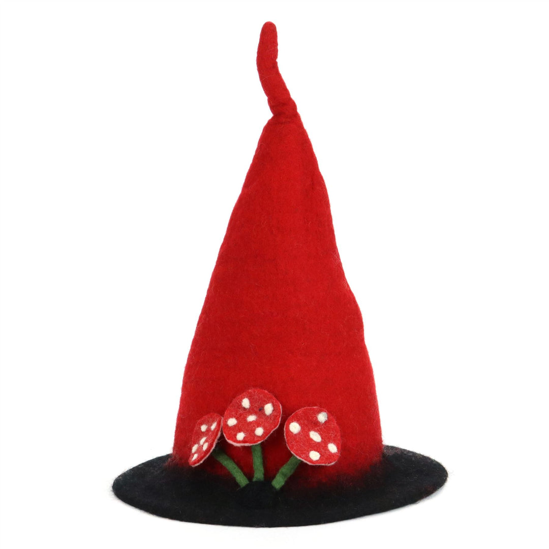 LoudElephant Handcrafted Wool Felt Hat from Nepal - Red Black Toadstool