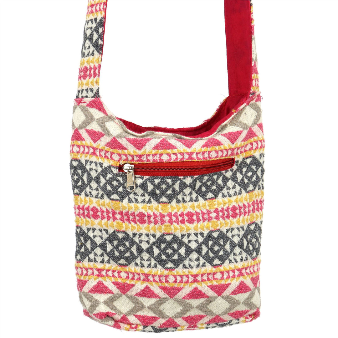 Cotton Canvas Sling Shoulder Bag - Pink