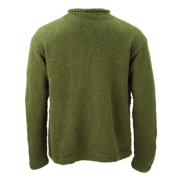 Hand Knitted Wool Jumper - Plain Green