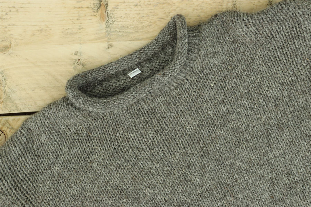 Hand Knitted Wool Jumper - Plain Grey