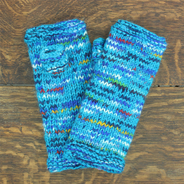 Hand Knitted Wool Arm Warmer - SD Bright Blue Mix