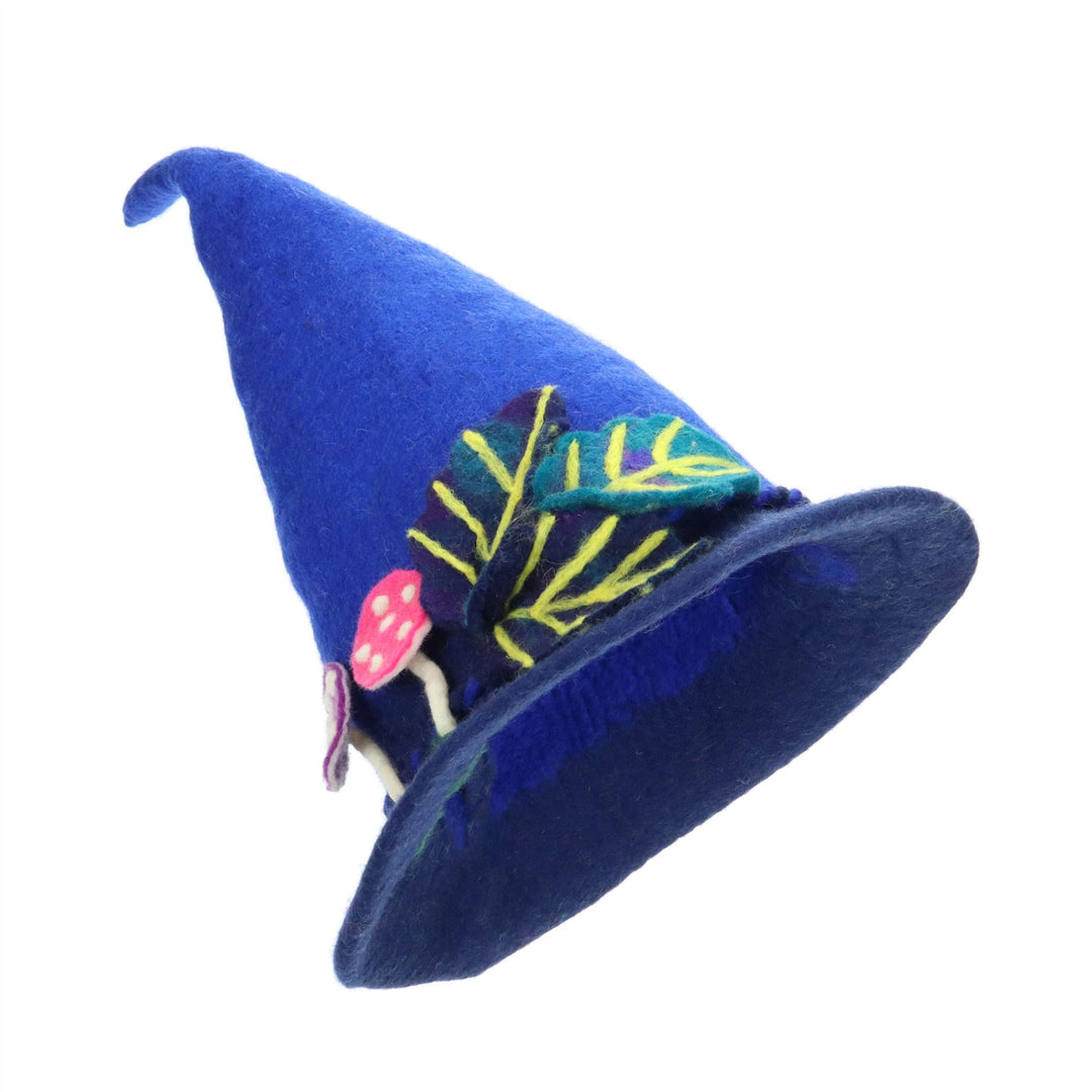 LoudElephant Handcrafted Wool Felt Hat from Nepal - Two Blues Woodland